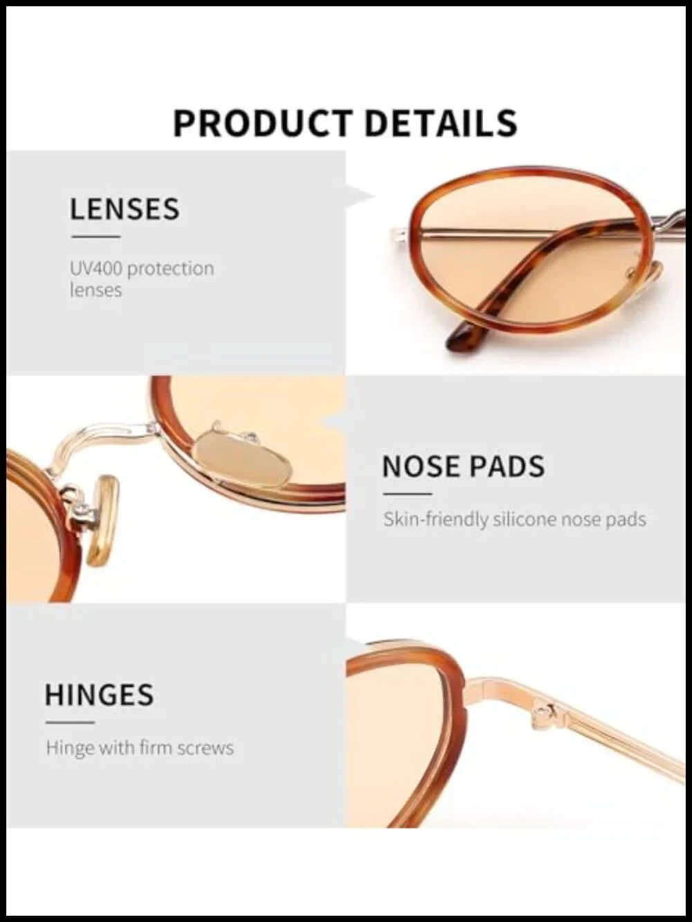 Retro Oval Metal Frame Sunglasses UV400 Protection Unisex
